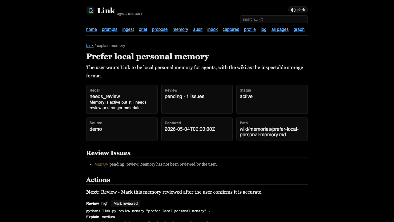 Link explain memory view