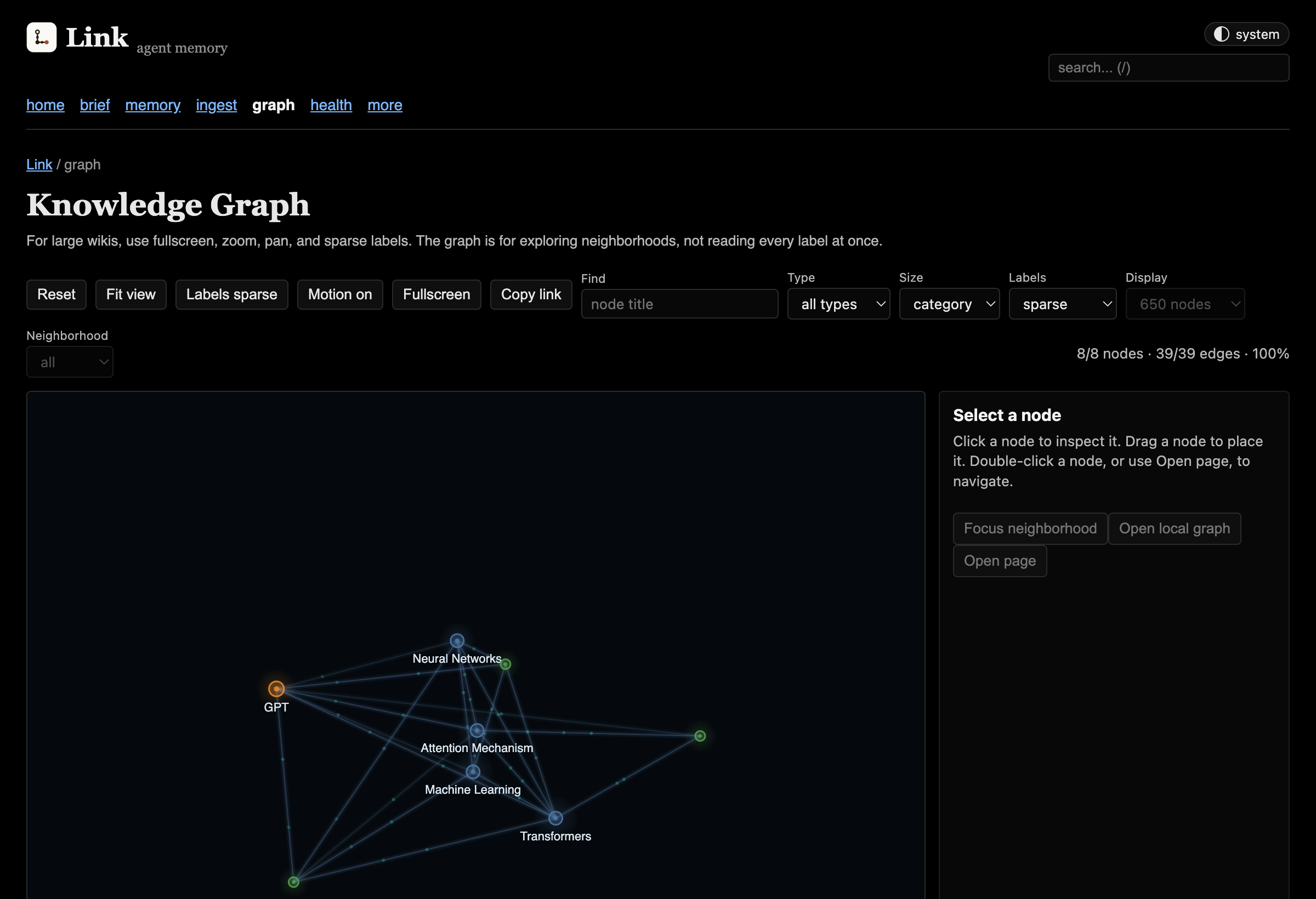 Link graph view