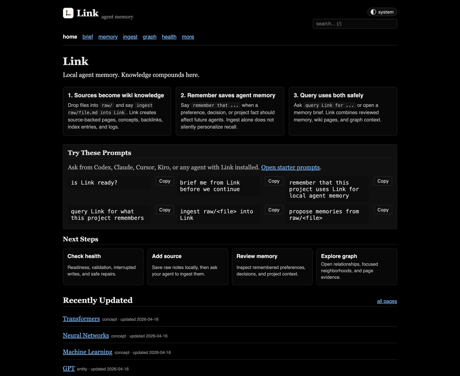 Link local web viewer — home